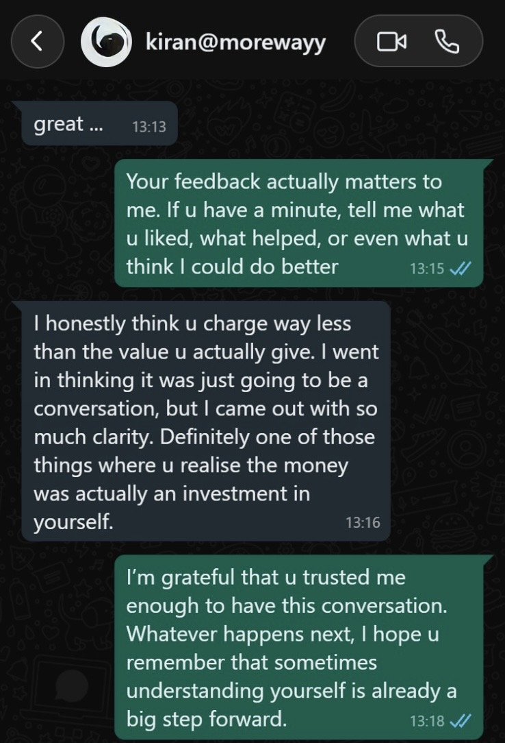 One of those things when you realise money was actually an investment on myself